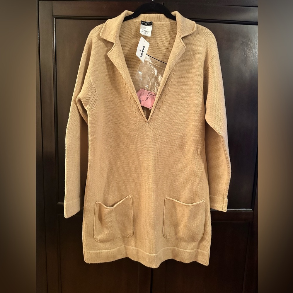 BRAND NEW CHANEL CAMEL COLOR  100% CASHMERE SWEATER DRESS